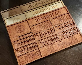 Deluxe Edition Handmade LARGE Lasercut & Engraved Wooden Terraforming Mars Player Dashboards (Available in 1, 2, and 5 Packs)