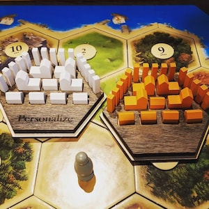 Catan upgrade laser cut player token holders -- standard edition. Can personalize
