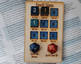Handmade Spell Slot Tracker for Dice (not included) d6, d20, spell slots, dnd, dungeons and dragons, wizard, cleric, druid, bard, sorcerer
