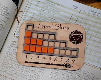 Deluxe Handmade Spell Slot Tracker for Dungeons and Dragons 5e dnd wizard sorcerer cleric druid bard and more