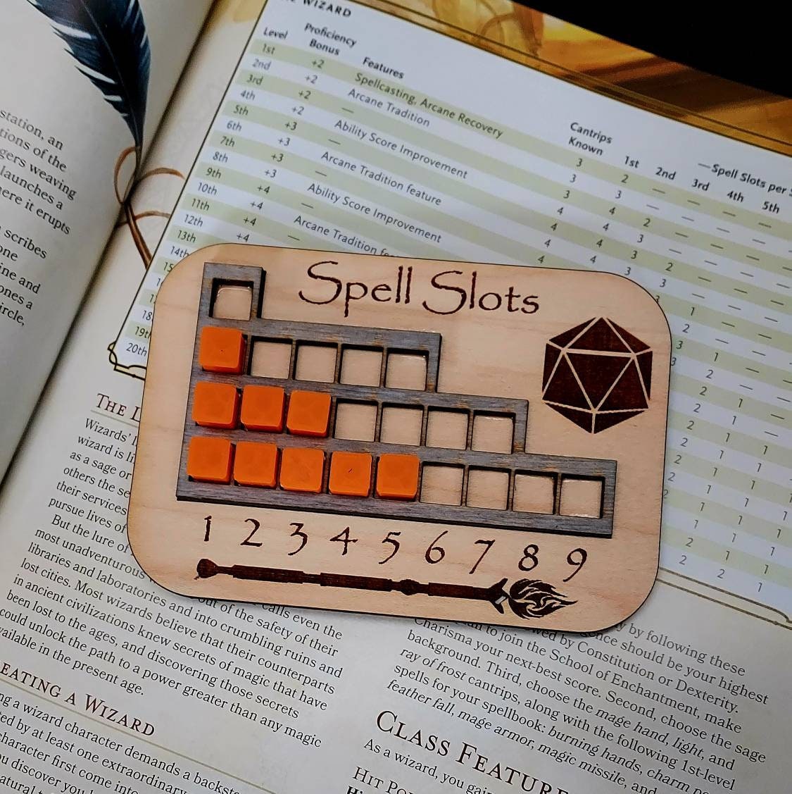 Deluxe Handmade Spell Slot Tracker for Dungeons and Dragons 5e dnd