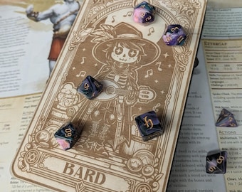 Hand made Tarot Style Dice Box and Dice Tray Combo with Magnetic Lids and class Graphic