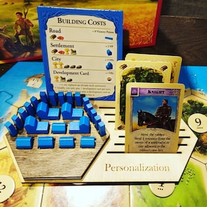 Deluxe component player token holders for Catan. Wooden upgrade. Personalizable. 4 or 6 pack
