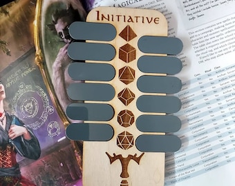 Deluxe Handmade Combat Initiative tracker for DnD, Dungeons and Dragons, Pathfinder, and Tabletop RPGs--wood and dry erase acrylic