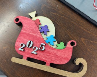 2025 Santa sleigh Meeple Boardgame Family Ornament Customizable, Custom Made