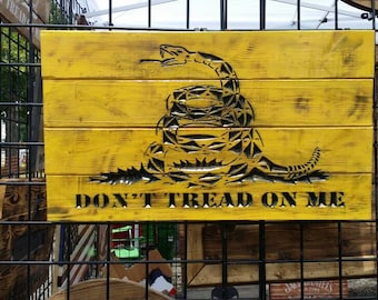 Carved Don't Tread On Me wooden sign - Patriotic Decor - Gadsden Flag - Snake Flag
