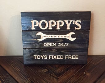 Carved Poppy's Workshop - Father's Day Gift - Grandfather's Gift - FREE SHIPPING in the USA