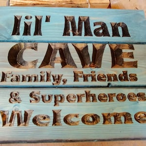 Lil Man Cave Carved Sign FREE SHIPPING in the USA