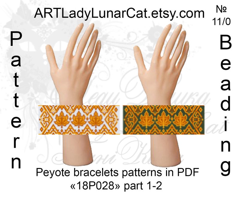 Autumn Leaves Peyote Bracelet Pattern Beading Orange Wide Cuff Pattern Pdf Instant Download - 