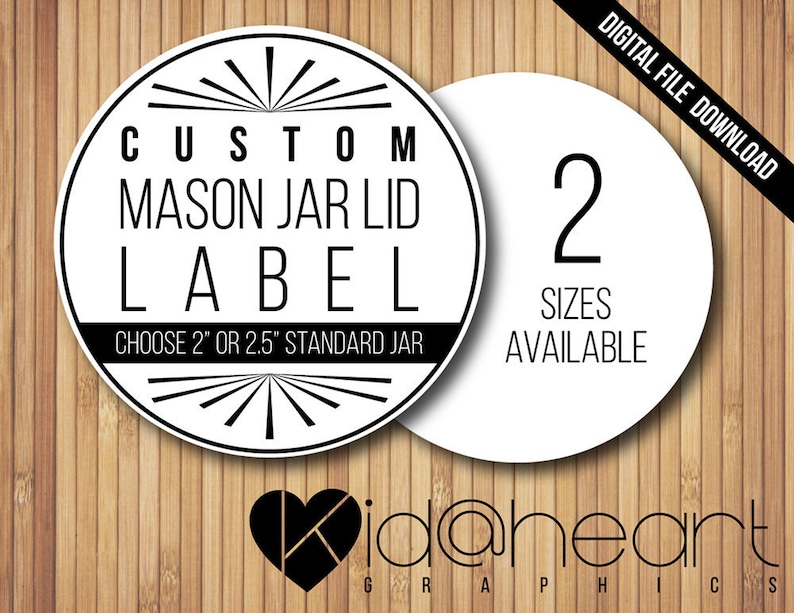Your Custom Mason Jar Lid Label Design / Labels / 2 or Etsy