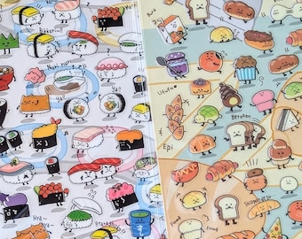 Oryginalne naklejki z jedzeniem | Wybierz 1 lub zestaw | MINDWAVE JAPAN | Arkusz naklejek, prezent na baby shower, dziennik, kawaii, sushi, chleb, pieczywo, warzywa