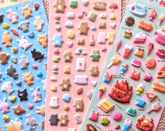 Animals Dessert | Squishy 3D sticker sheet | Japanese Kawaii | for Scrapbooks Penpals Planners Crafting Gifts