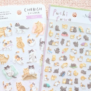 Gatinho Calico | Escolha 1 ou 2 | Mini Adesivos | MINDWAVE JAPAN | Folha de Adesivos para Chá de Bebê, Diário, Animais Kawaii, Neko