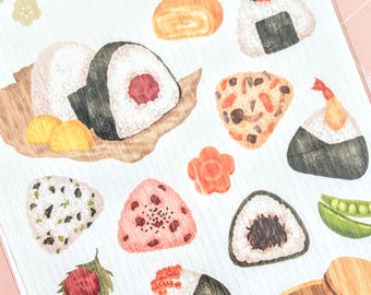 Onigiri Bento | Japanese Meal | Sticker Sheet |  Textured Japanese Paper |  IROHA Seal Osushi Made in Japan