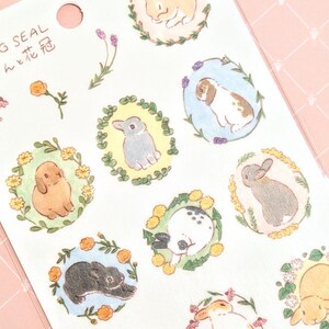 Hoja de pegatinas de conejo / Washi / de Japón / ACTIVO / Conejito de Pascua