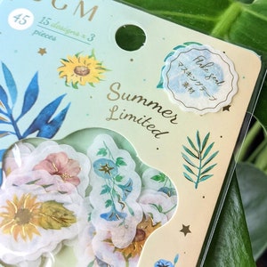 Zimmerpflanzen - Ocean | Wähle 1 | BGM JAPAN | Washi Sticker Sack | Goldfolie | Zartes Briefpapier Geschenk Journaling
