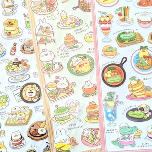 Zeichen Cafes | 1 oder 3 Stück Set | MINDWAVE | Stickerbogen | Tiere Essen Restaurant Omelett Scrapbooking Penpals Planer