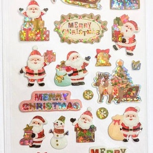 Babbo Natale A - Foglio di adesivi in resina - Delicata estetica giapponese - Sigillo a goccia Active Corp - Prodotto in Giappone, cancelleria kawaii, buone feste