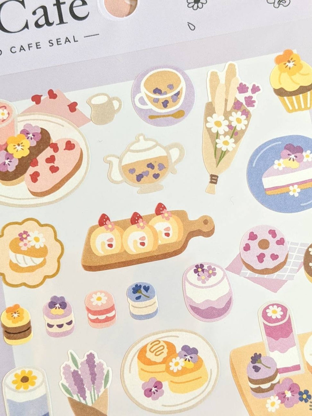 Blueberry Lavender Floral Cafe Sticker Sheet MINDWAVE JAPAN ...