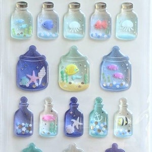 Aquatic Sea Memories | Resin Sticker Sheet| Delicate Japanese esthetic| Active Corp Drop Seal | kawaii stationery | ST-513