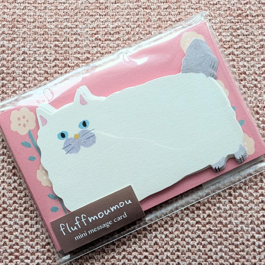 Fluffy White Cat - MINI Card Set - Kawaii Gift Penpal Supply ...
