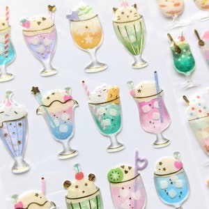 Cream sodas  - Resin Sticker Sheet - Delicate Japanese esthetic - Active Corp Drop Seal -  Made in Japan kawaii stationery