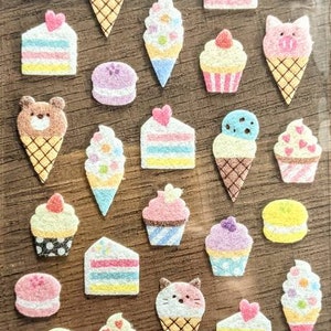 Cupcakes und Eis | Fuzzy Filz-Stickerbogen | MINDWAVE JAPAN | Scrapbooking Penpals Planer und Basteln