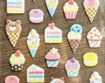 Cupcakes and Icecream desserts - fuzzy felt sticker sheet - MINDWAVE JAPAN -  Scrapbooking Penpals Planners and Crafting