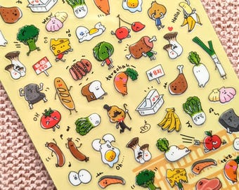 Quirky Veggie Grocery Stickers | MINDWAVE JAPAN | Sticker Sheet journaling kawaii
