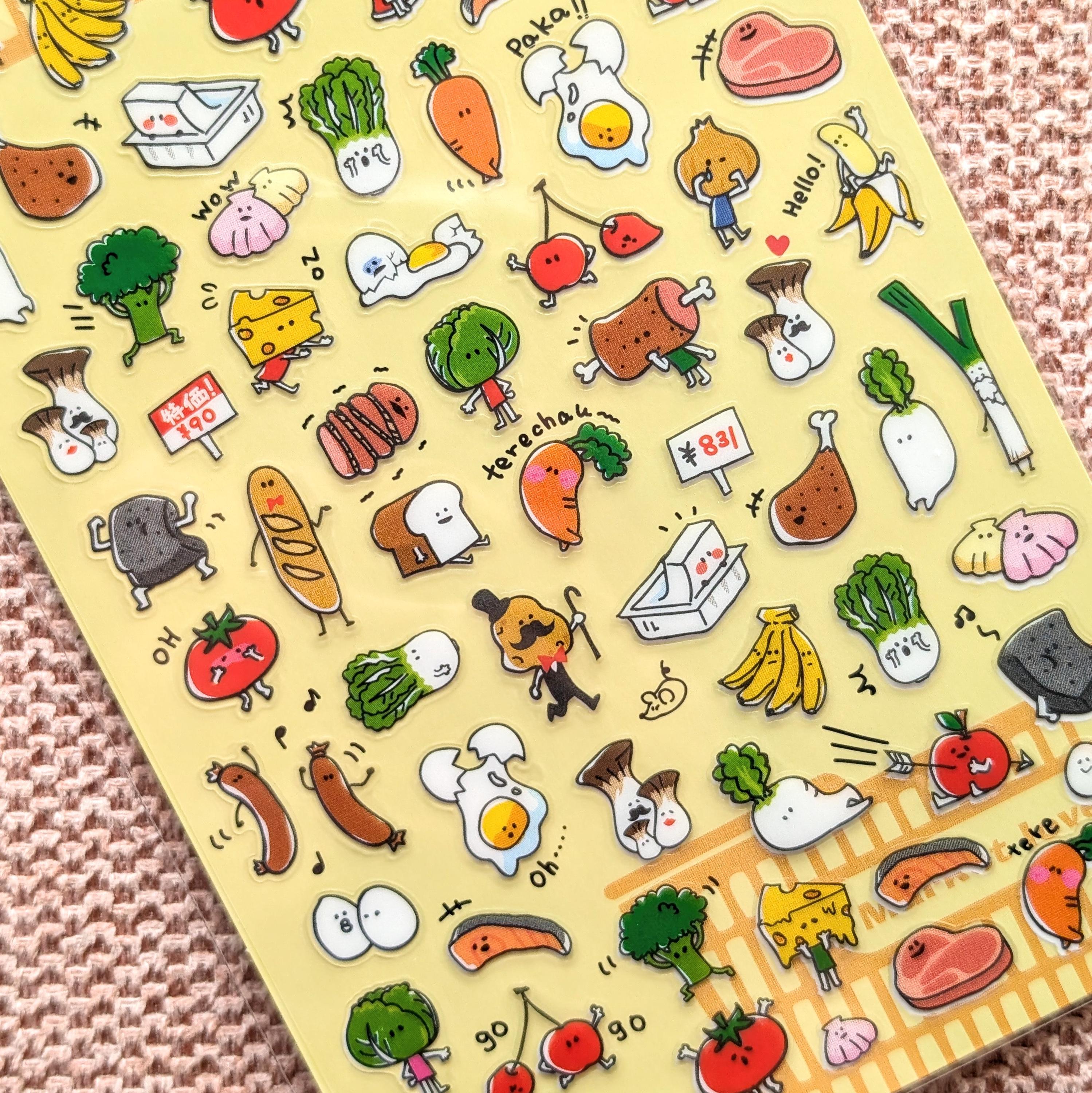 Quirky Veggie Grocery Stickers | MINDWAVE JAPAN | Sticker Sheet