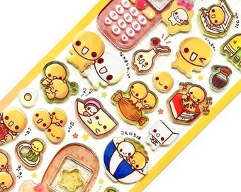 Pegatina vintage Kawaii 3D para teléfono / Resina dura / CRUX / Brillo holográfico / Decoración única y Kawaii Den Natto chan Candy Twins Rabbit