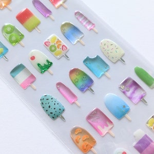 Fun Popsicle - Resin Sticker Sheet - Delicate Japanese esthetic - Active Corp Drop Seal -  Made in Japan  stationery