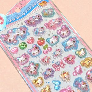 Natto-chan and Bunny 3D Sticker| Hard Resin | Vintage CRUX Pop Seal | Unique and Kawaii Deco Den