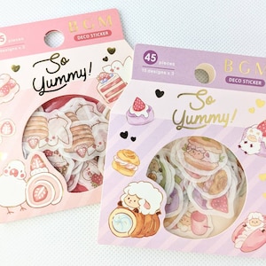 Saco de adesivos de animais e alimentos da série So Yummy, folha de ouro - BGM JAPAN - presente de papelaria para aniversários, correspondência de amigos por correspondência, diário