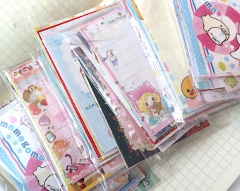 cute mini memos 50pcs grab bag kawaii paper kit - Stationery Paper for Penpals Snailmail lucky bag journaling notes - Authentic from Japan