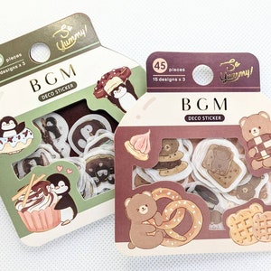 Saco de adesivos de animais e alimentos da série So Yummy, folha de ouro - BGM JAPAN - presente de papelaria para aniversários, correspondência de amigos por correspondência, diário