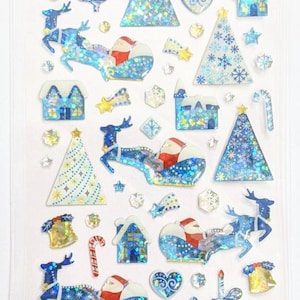Vacanze invernali - Foglio di adesivi in resina - Estetica giapponese - Sigillo a goccia Active Corp - Prodotto in Giappone - Cancelleria kawaii - Natale bianco