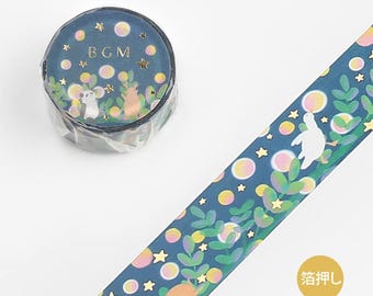 Various | Washi Tape | BGM | Gold Silver Foil Accents | Pink Flowers Dreamy Garden