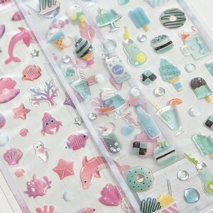 Estate tropicale - SCEGLI 1 - Foglio di adesivi in resina, cancelleria kawaii giapponese