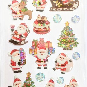 Babbo Natale B - Foglio di adesivi in resina - Delicata estetica giapponese - Sigillo a goccia Active Corp - Cancelleria kawaii Made in Japan buone vacanze