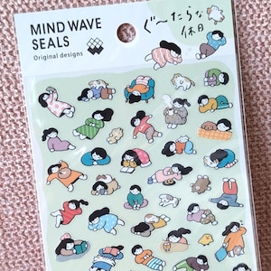 Lata söndagsklistermärken | MINDWAVE JAPAN | Klistermärkesark för journaling kawaii sömnig tjej