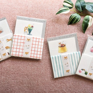 Sommer Shiba | Minibrief Set | Wähle 1 | AKTIV | Sanft Strukturiert | Japanische Ästhetik | Erdbeer Mochi Pudding Dango Candy | WICHTIG