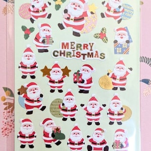 Babbo Natale B - Foglio di adesivi natalizi - Delicata estetica giapponese - Active Corp Drop Seal - Cancelleria kawaii Made in Japan