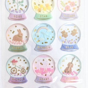 Snow Globe Memories  | 3D Resin Stickers | ACTIVE Corp | Gold Foil with Glitter | ST-556