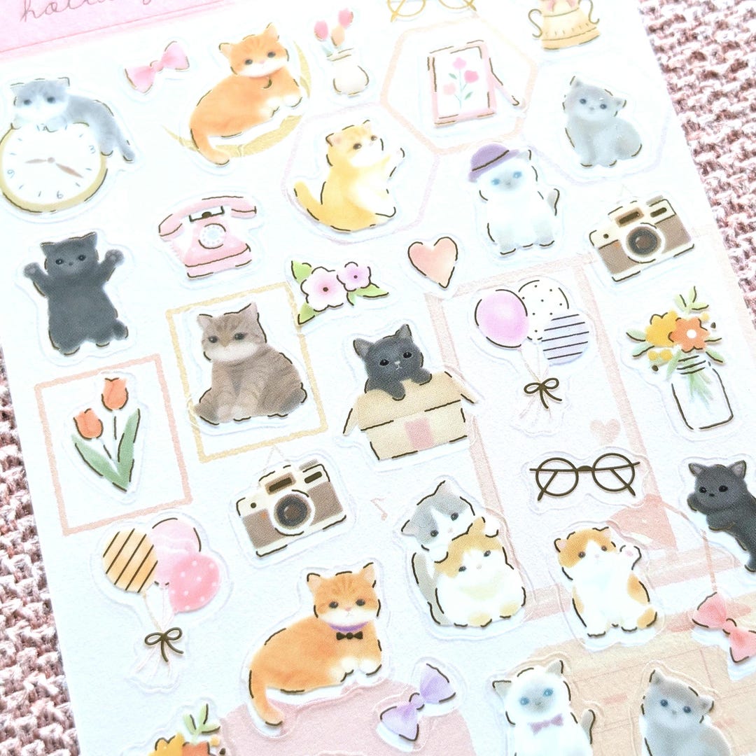Cute Kitties Sticker Sheet | NB Co | Tiny Cats From Japan - Etsy