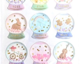 Snow Globe Memories  | 3D Resin Stickers | ACTIVE Corp | Gold Foil with Glitter | ST-556