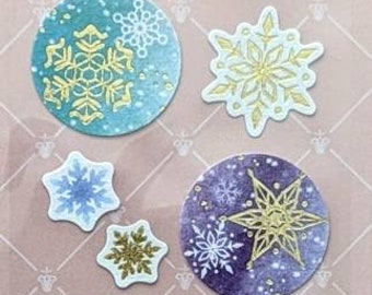 Geprägte Siegel, Goldfolie – Aufkleberbogen – Zartes japanisches Washi-Papier – FORON – Hergestellt in Japan