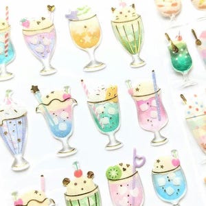Sahne Limonade | 3D Resin Sticker | ACTIVE Corp | Goldfolie mit Glitter