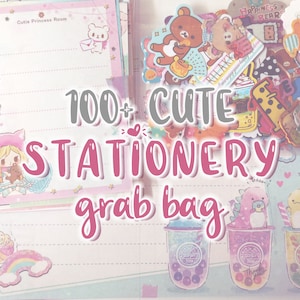 Plus de 100 pochettes surprises en papeterie kawaii japonaises - Autocollants et papier neufs - importés du Japon