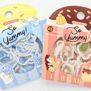 Saco de adesivos de animais e alimentos da série So Yummy, folha de ouro - BGM JAPAN - presente de papelaria para aniversários, correspondência de amigos por correspondência, diário